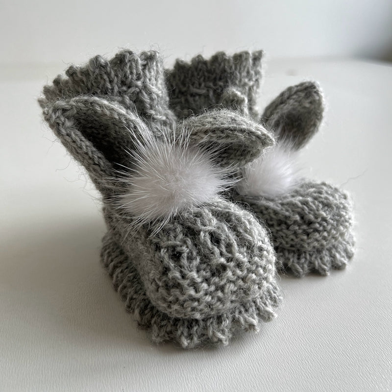 Bunny booties, grey, 012, BBcollection
