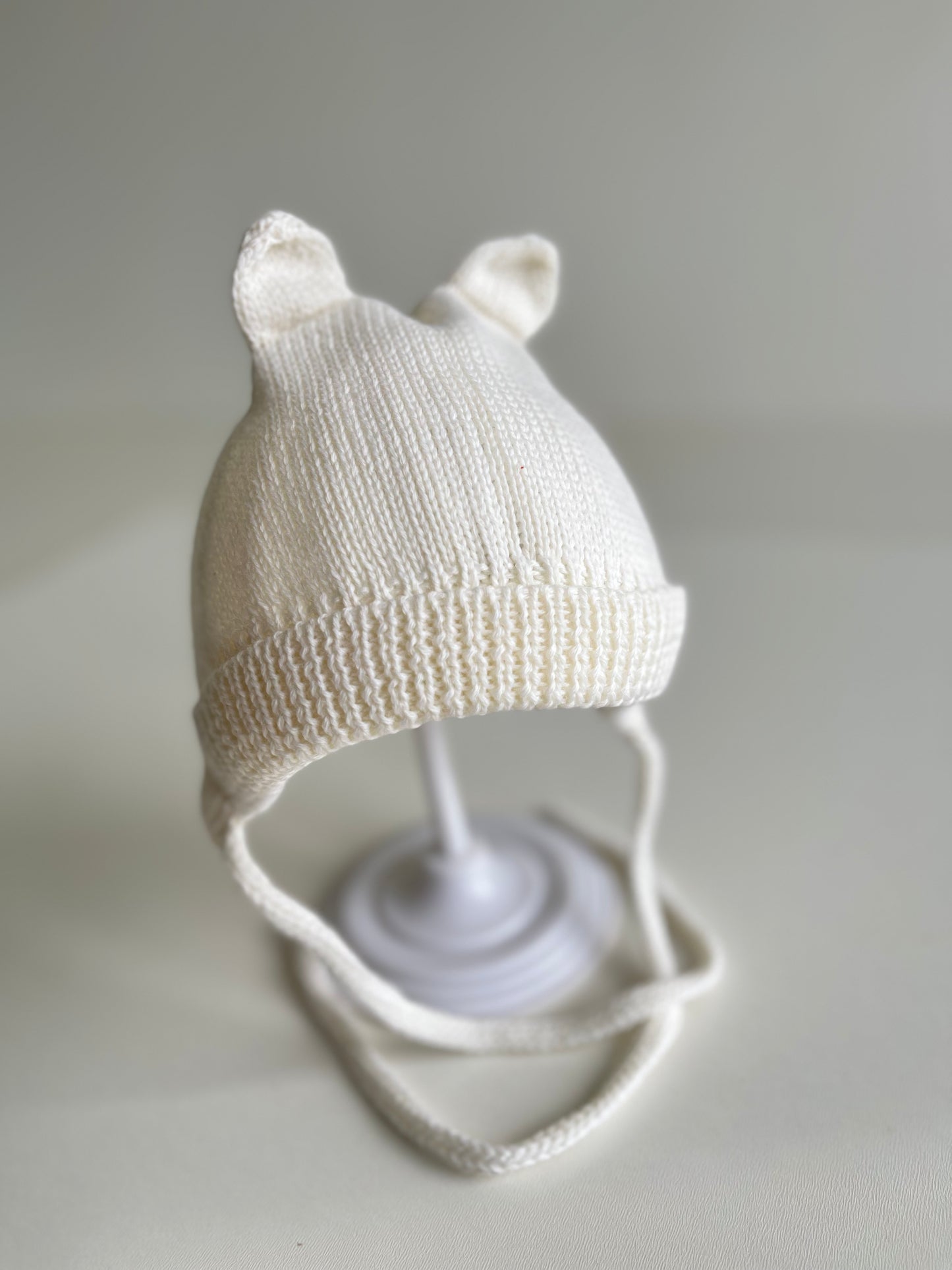 Knitted hat with earflaps, white, 016, BBcollection