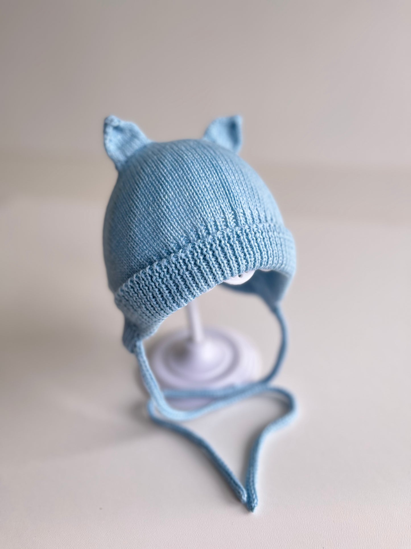 Knitted hat with earflaps, blue, 014, BBcollection