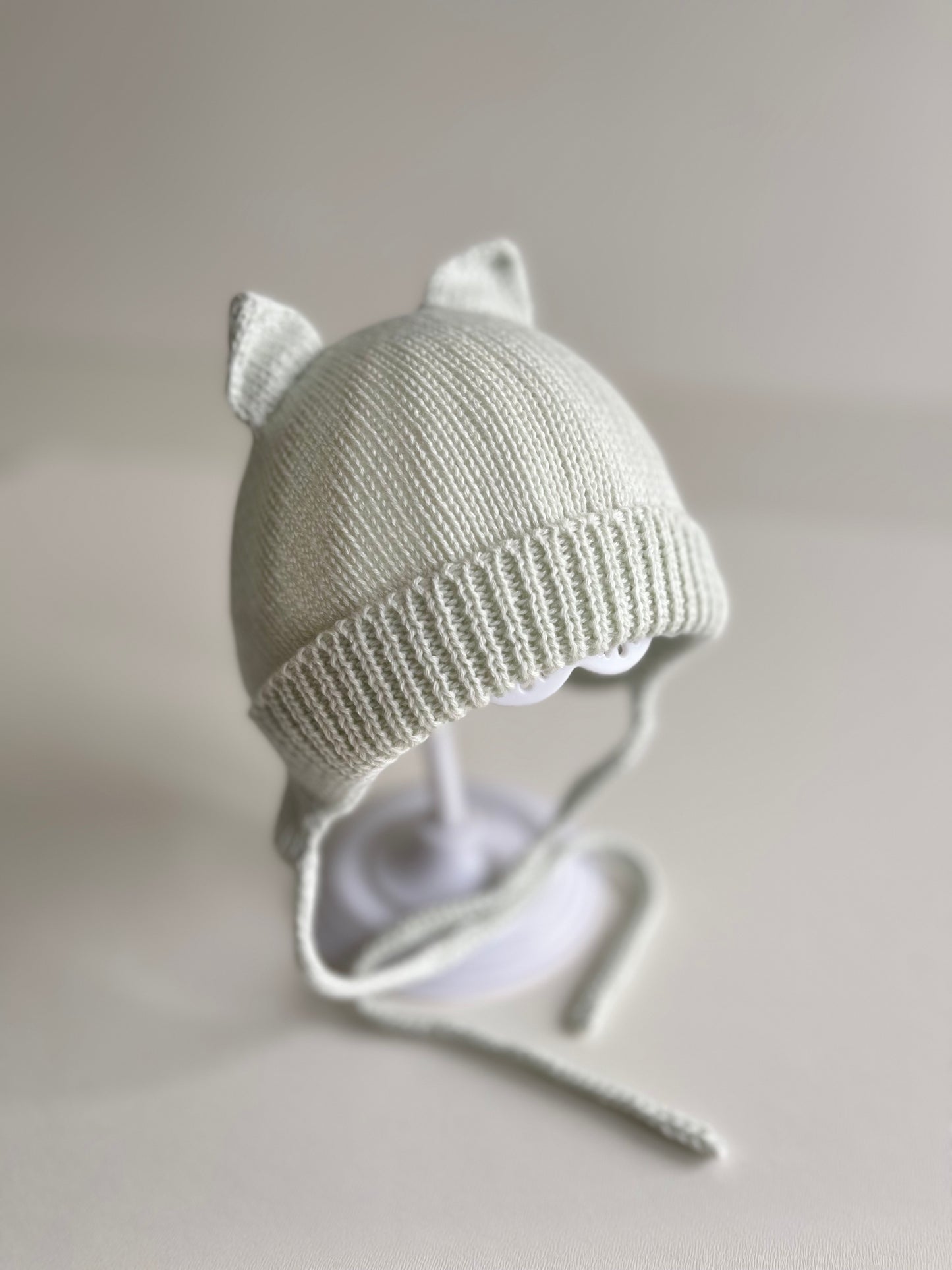 Knitted hat with earflaps, mint, 018, BBcollection
