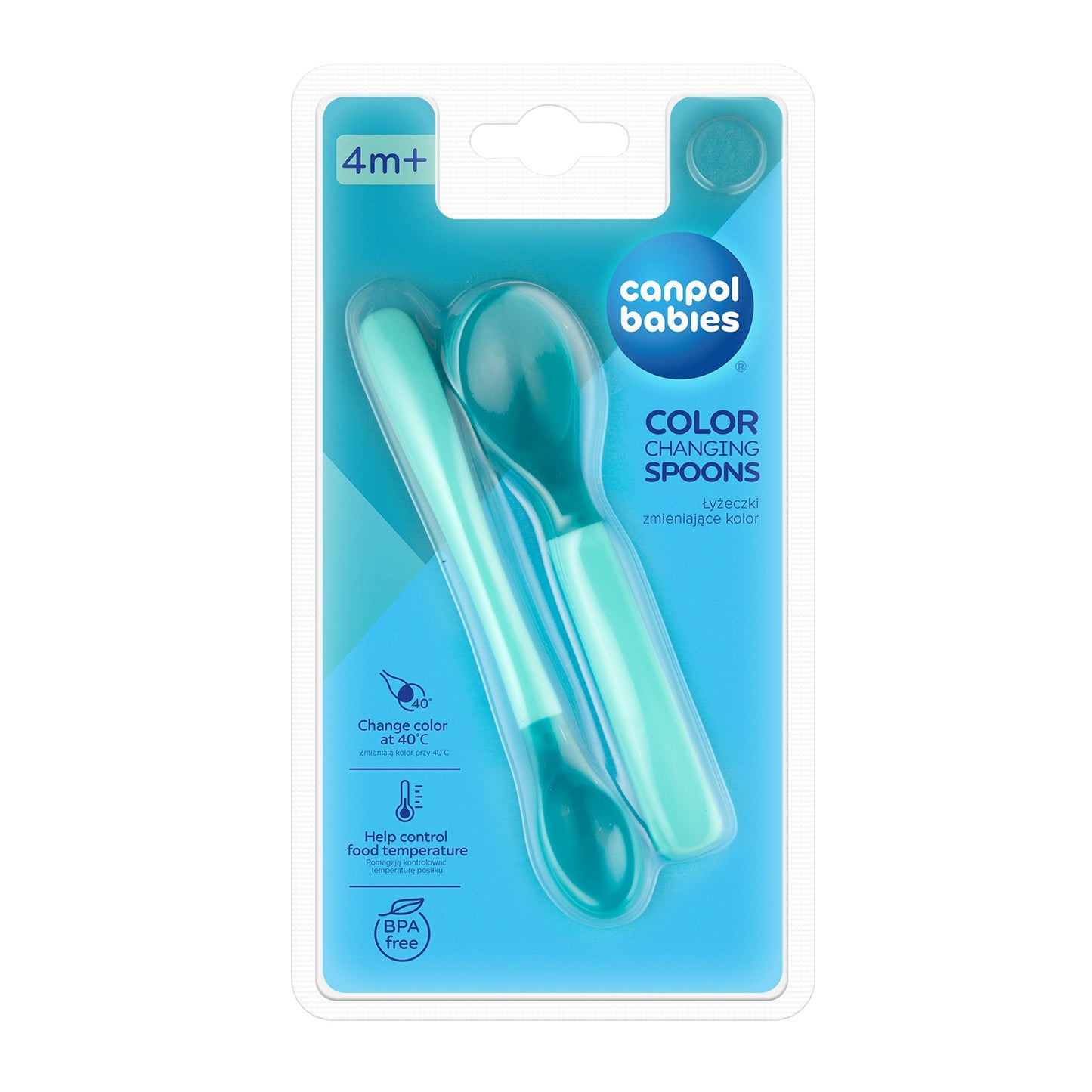 Canpol termo karotīšu komplekts zaļā krāsā, redzams iepakojums.