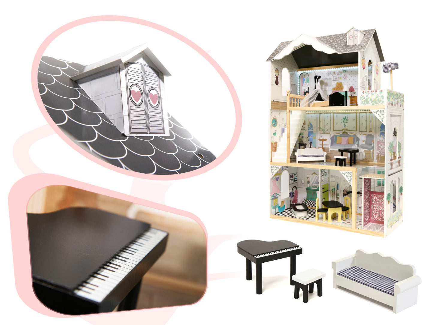 XXL Leļļu māja ar LED, KX6487