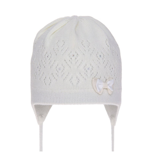 Knitted, tie-on hat, white, 36-38, Agbo, 5034