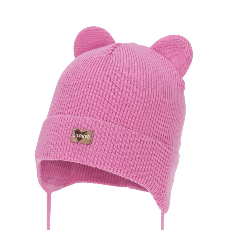 Adīta cepure bērniem Furka rozā krāsā.