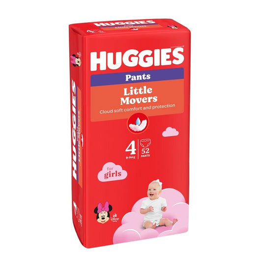 Huggies Girl Pants autiņbiksītes / biksītes Litlle Movers, 52 gab., 4. izmērs