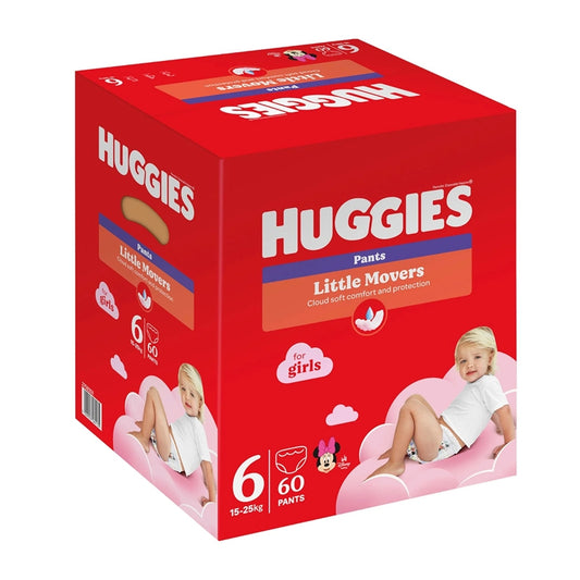 Huggies Girl Pants autiņbiksītes / biksītes Litlle Movers, 60 gab., 6. izmērs