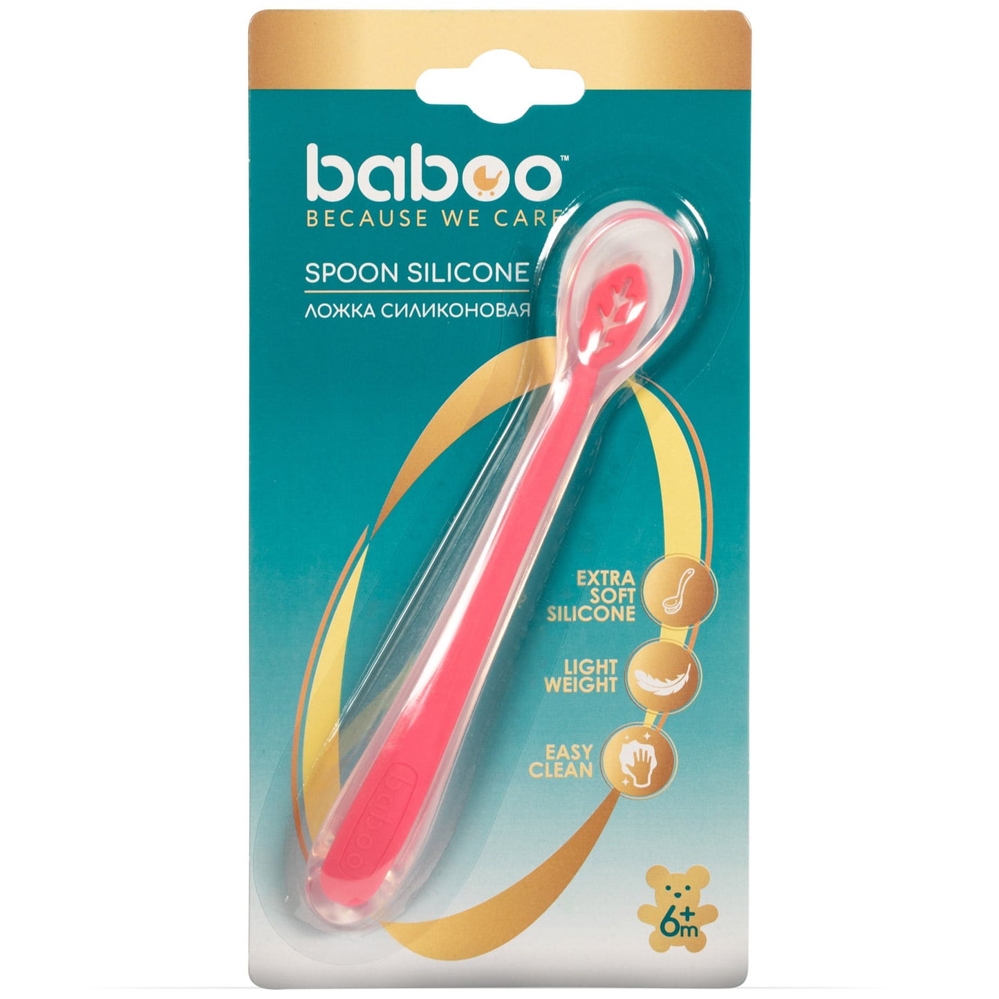 Silicone spoon, pink, Baboo, 10-013