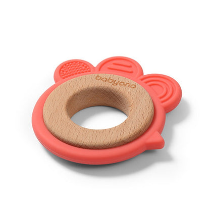 Wooden/silicone gnawing ring Hen, BabyOno, 1075/03