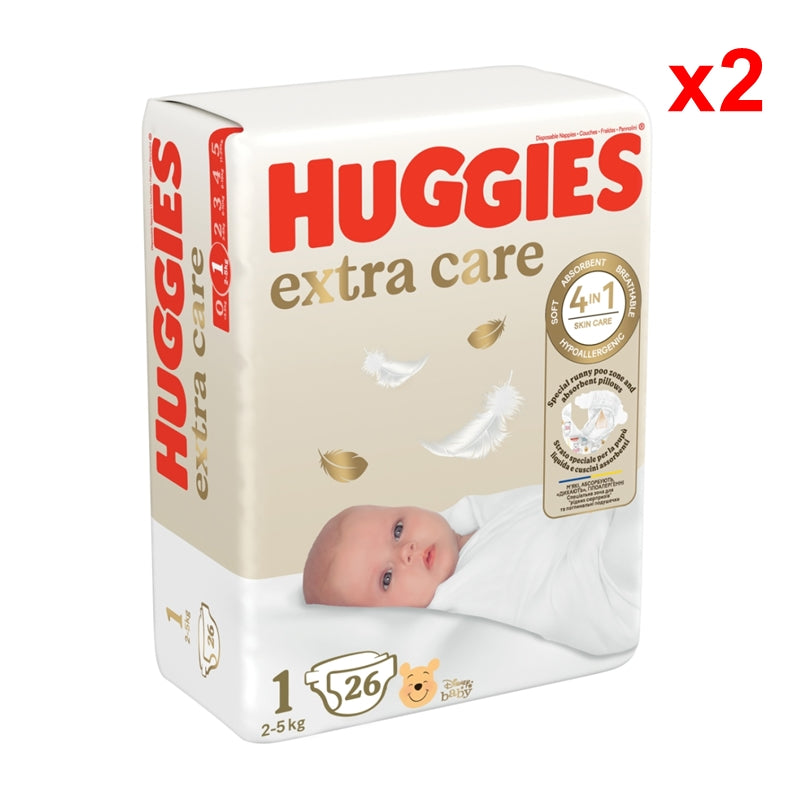 Huggies Extra Care autiņbiksītes, 1. izmērs, komplekts