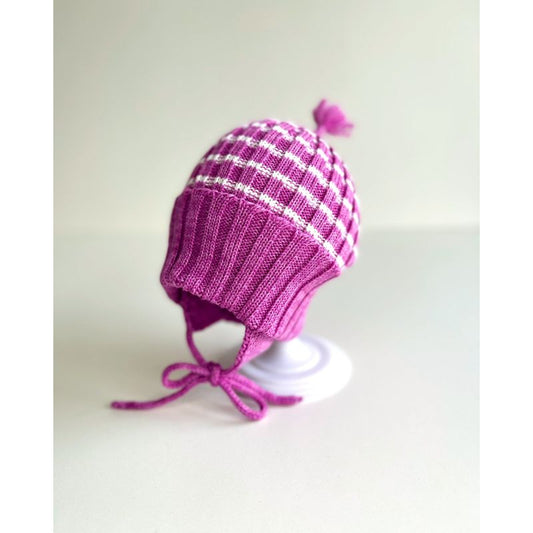 Knitted hat with pompom, purple, 40-44cm, BBcollection, 132