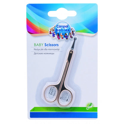 Canpol nagu šķērītes mazuļiem ar noapaļotiem galiem. Redzamas no priekšpuses iepakojumā.