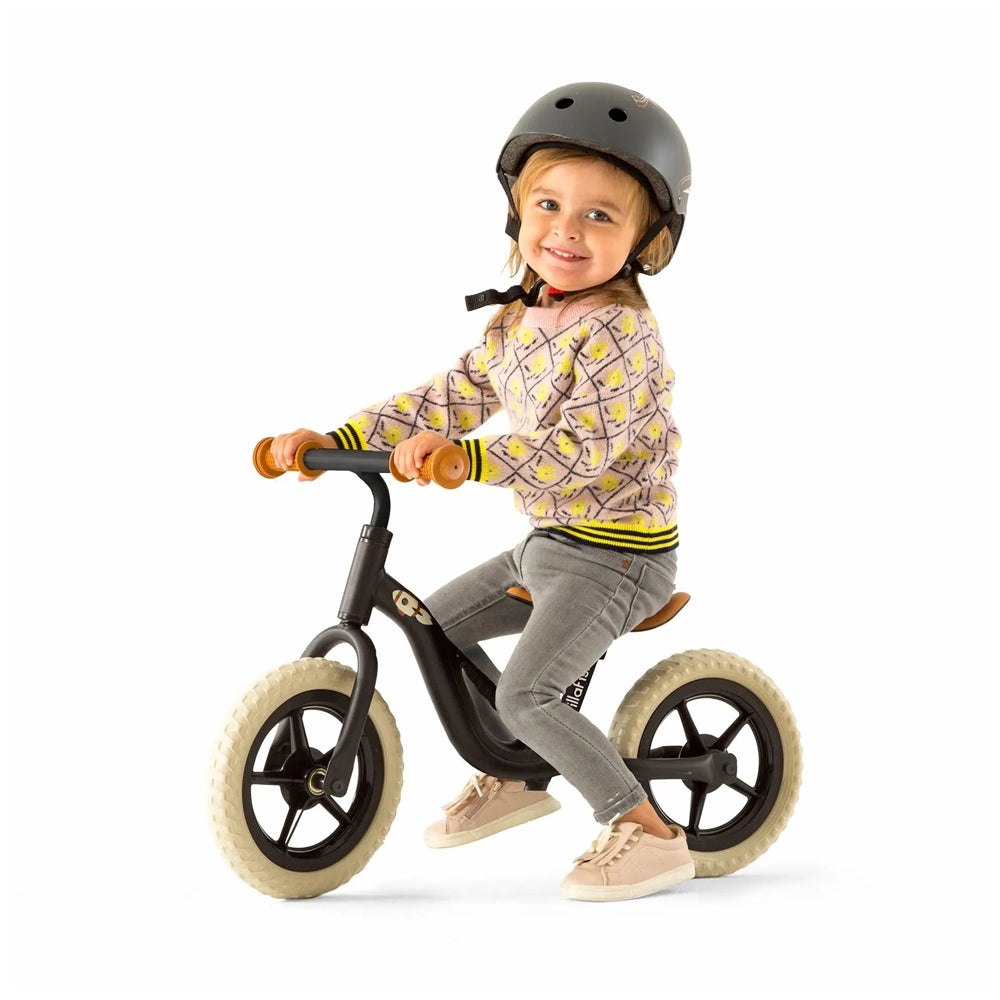 Bērnu līdzsvara velosipēds CHARLIE 10, CHILLAFISH melnā krāsā.
