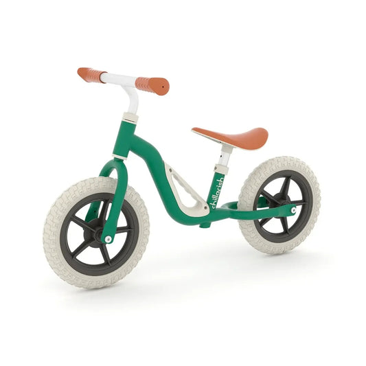 Bērnu līdzsvara velosipēds CHARLIE 10, CHILLAFISH zaļā krāsā.