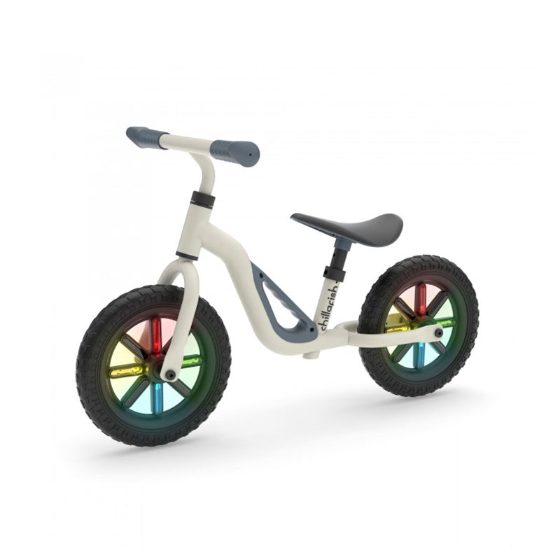 Bērnu līdzsvara velosipēds ar gaismiņām CHARLIE 10, CHILLAFISH, baltā krāsā.