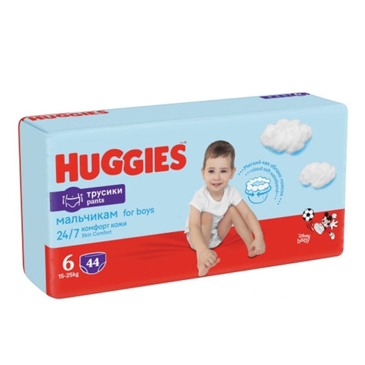 Huggies Pants Boy autiņbiksītes / biksītes, 6. izmērs, bērniem 15-25 kg, iepakojumā 44 gabali.