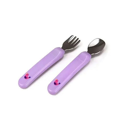 Kidsme Komplekts karotīte+dakšiņa, redzams komplekts violetā krāsā.