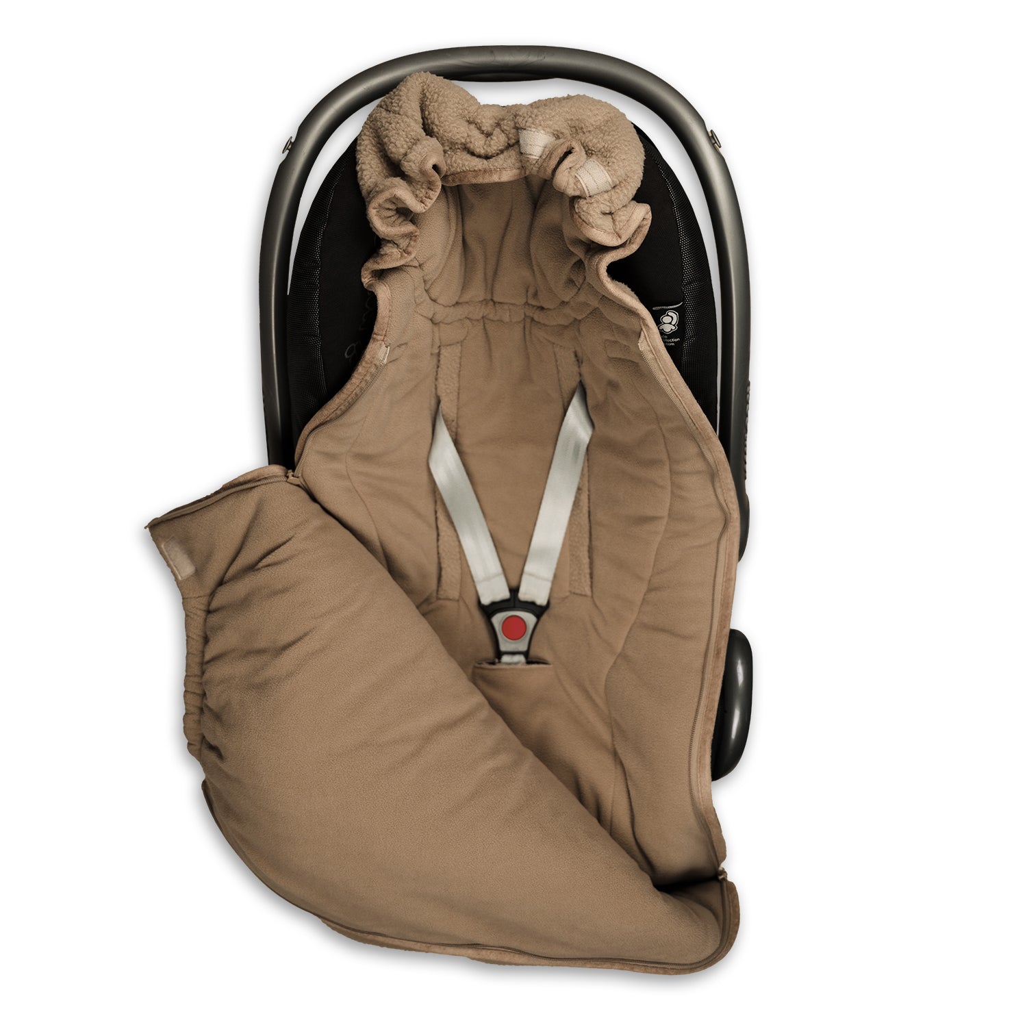 Lodger Mini Bunker Teddy vissezonas guļammaiss beige krāsa, redzama atvērta bērnu krēslā.