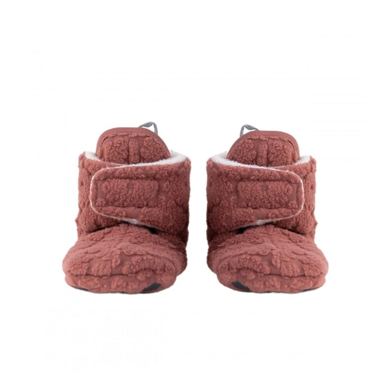 lodger slipper flīsa čībiņas redzamas no priekšpuses. Rosewood krāsā.