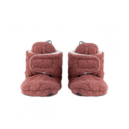 lodger slipper flīsa čībiņas redzamas no priekšpuses. Rosewood krāsā.