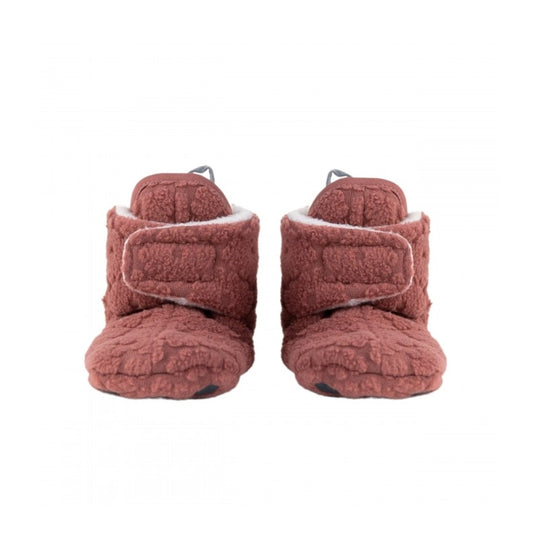 lodger slipper flīsa čībiņas redzamas no priekšpuses. Rosewood krāsā.