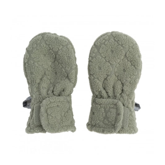 Lodger Mittens Folklore Fleece bērnu cimdiņi elm krāsa, pieejami divos izmēros: 0-12M un 12-24M.