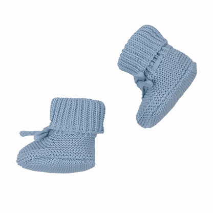 Lodger Slipper knit kokvilnas čībiņas blue fogg krāsā. Redzamas no sāna.