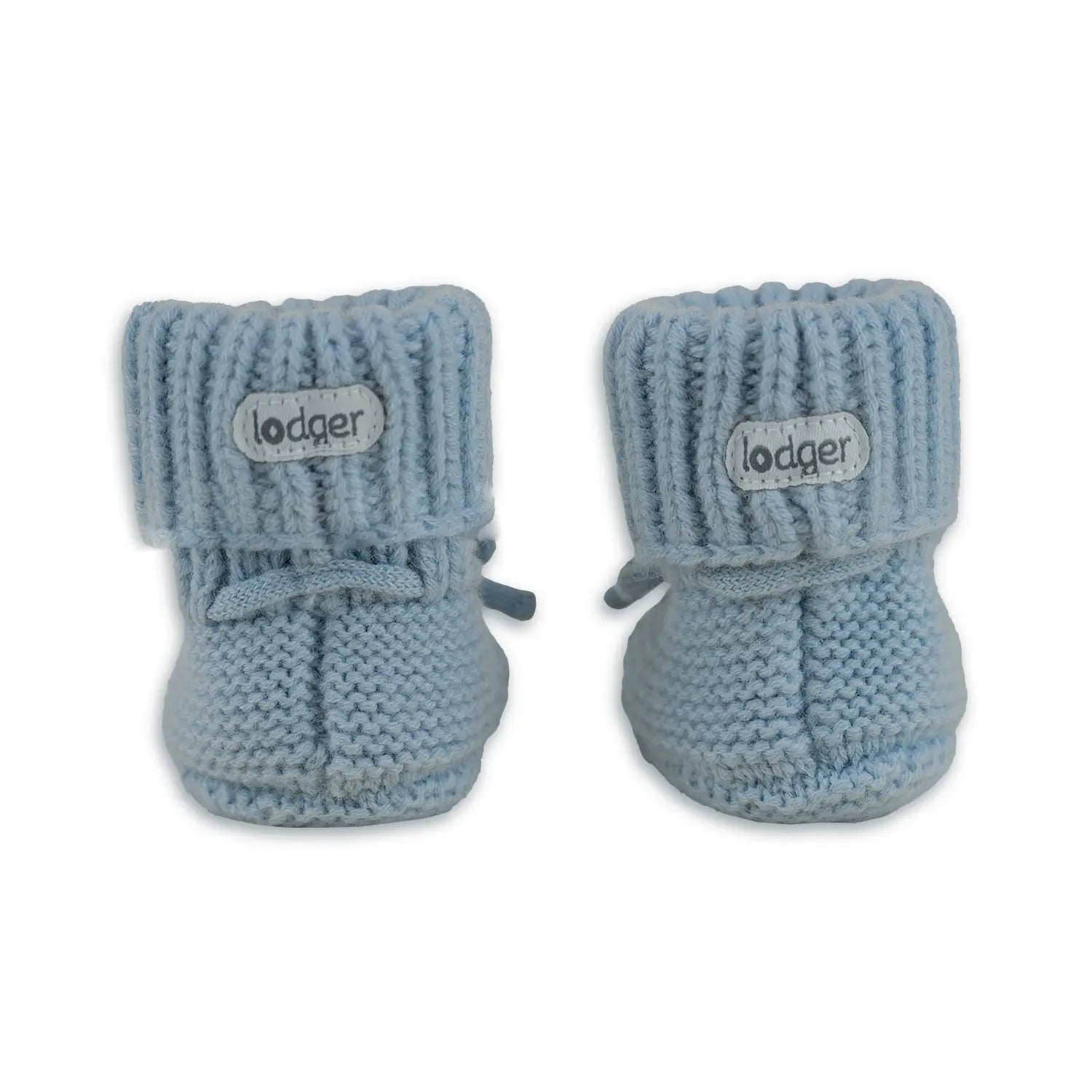Lodger Slipper Merino vilnas čībiņas blue fogg krāsā. Redzamas no aizmugures.