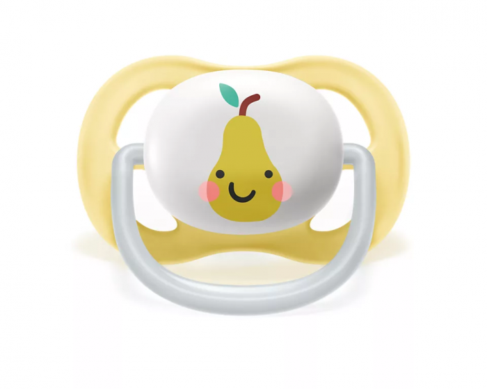 Philips Avent Māneklītis Ultra Air Deco, redzams dzeltens māneklītis ar bumbiera zīmējumu.