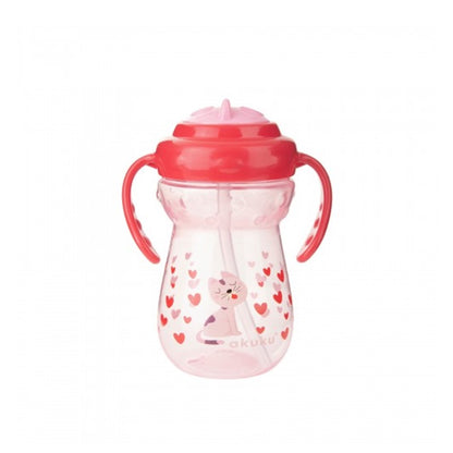 Learning cup with straw, pink. Akuku, A0269