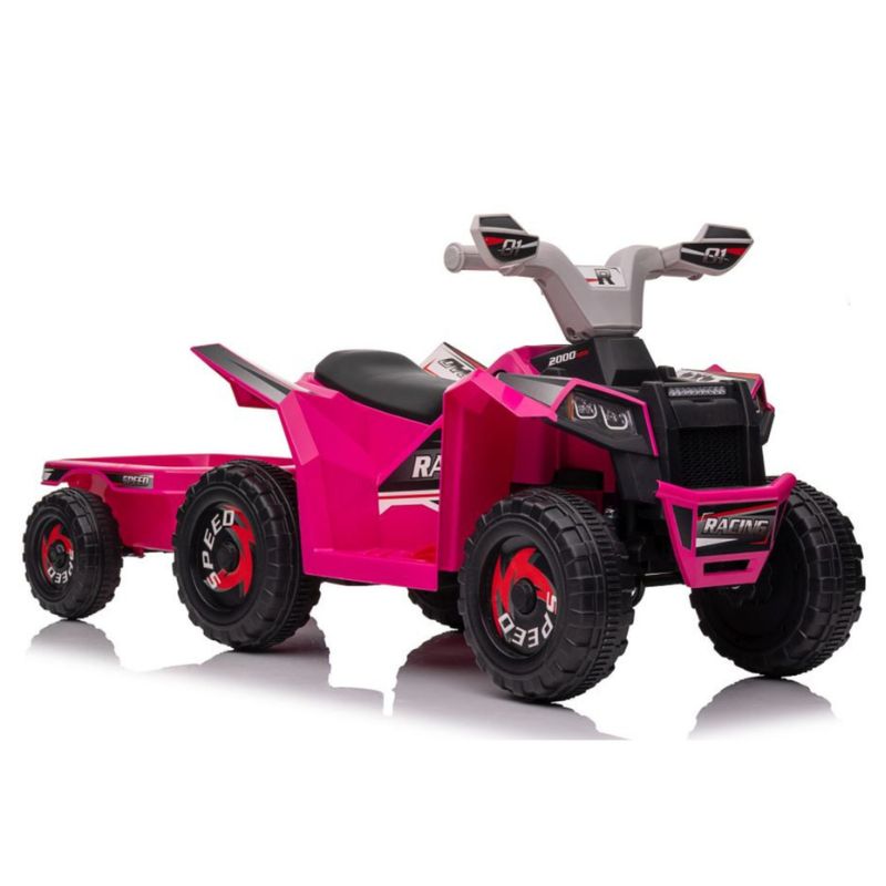 Bērnu elektro kvadracikls ar piekabi XMX630T rozā krāsā, 15532