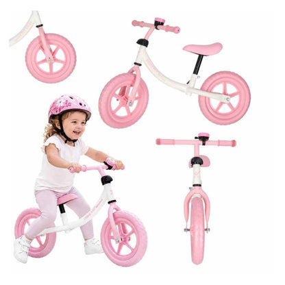 Līdzsvara velosipēds bērniem Trike Fix Balance, KX2782/1 baltā krāsā ar rozā riteņiem un zvaniņu