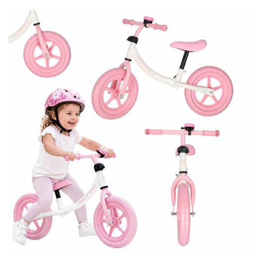 Līdzsvara velosipēds bērniem Trike Fix Balance, KX2782/1 baltā krāsā ar rozā riteņiem un zvaniņu