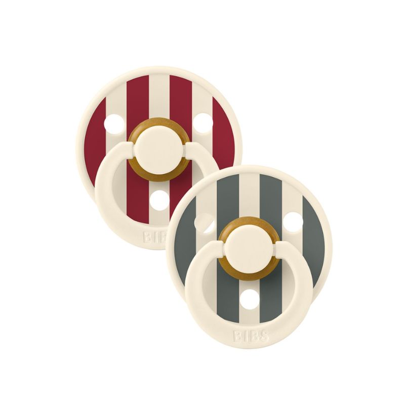 BIBS Studio Collection – Retro Holiday, Colour Round knupīši, Ruby / Pine