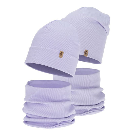 Cepures komplekts bērniem Bravura gaiši violetā krāsā.