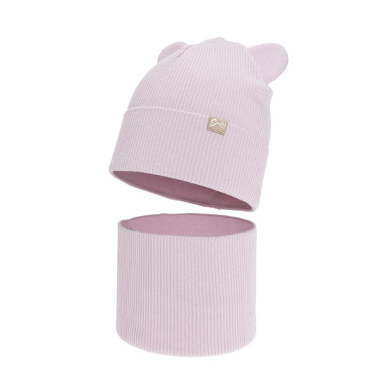 Cepures komplekts bērniem Ferina gaiši rozā krāsā.