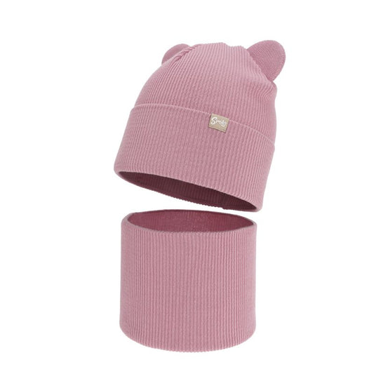 Cepures komplekts bērniem Ferina rozā krāsā.