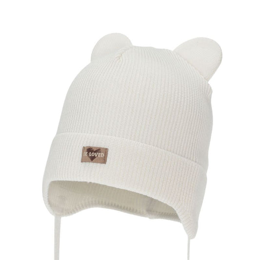 Adīta cepure bērniem Furka baltā krāsā.