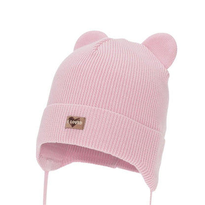 Adīta cepure bērniem Furka rozā krāsā.