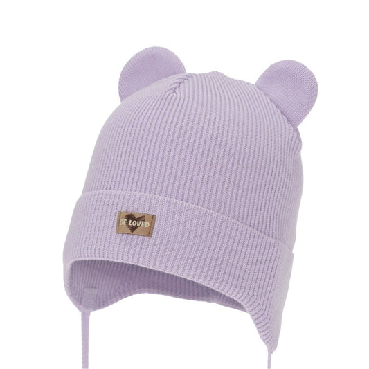 Adīta cepure bērniem Furka gaiši violetā krāsā.