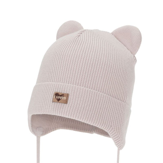 Adīta cepure bērniem Furka bēšā krāsā.