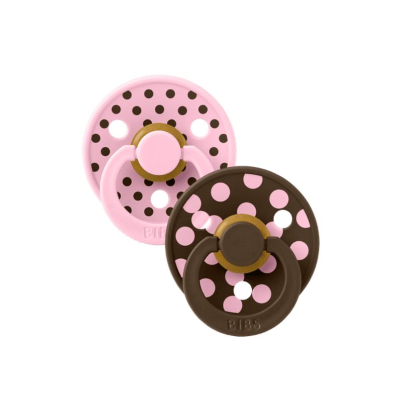 BIBS Studio Collection –  Polka Dots, Colour Round knupīši, Baby Pink / Motcha