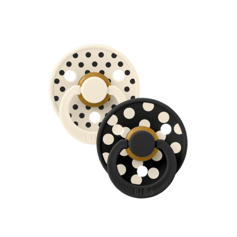 BIBS Studio Collection –  Polka Dots, Colour Round knupīši, Ivory / Black