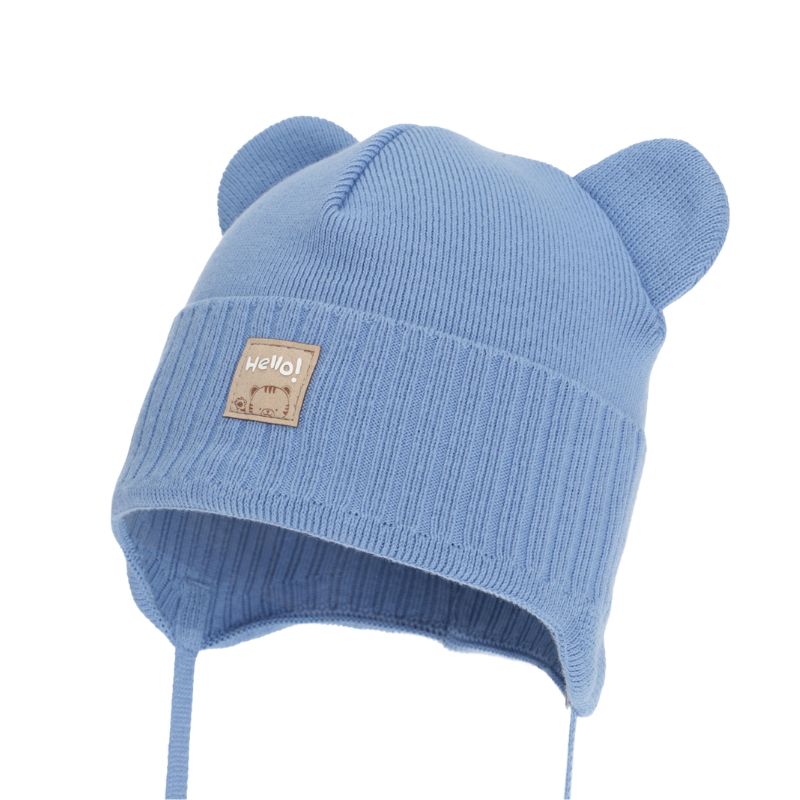 Adīta cepure bērniem Tilo zilā krāsā.