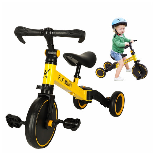 Balansa velosipēds / trīsritenis bērnam, dzeltenā krāsā. Transformējams bērnu vajadzībām.